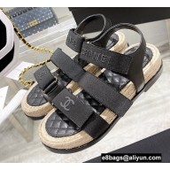 Chanel Logo Beach Sandals Black Spring 2022