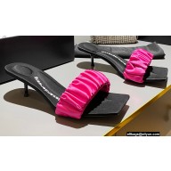 Alexander Wang Heel 5cm Jessie Scrunchie Slide Sandals In Satin Hot Pink 2022