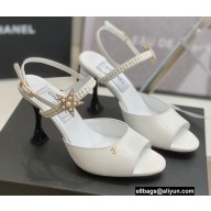 Chanel Heel 8cm Pearls and Stars Sandals White Spring 2022