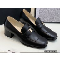 Chanel Heel CC Logo Loafers Black 2022