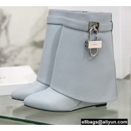 Givenchy Heel 9.5cm Shark Lock Ankle Boots in Leather Light Gray 2022
