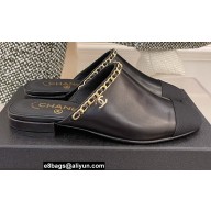 Chanel Heel 2cm Chain Mules Black Spring 2022