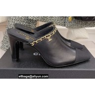Chanel Heel 8cm Chain Mules Black Spring 2022
