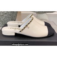 Chanel Heel 2cm Chain Mules White Spring 2022