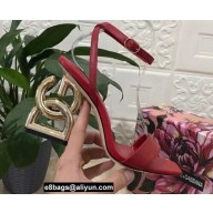 Dolce & Gabbana Heel 10.5cm Leather Sandals Red with DG Pop Heel 2021