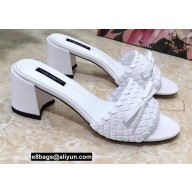 Dolce & Gabbana Heel 6.5cm Woven nappa leather Bow Mules White 2021
