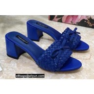 Dolce & Gabbana Heel 6.5cm Woven nappa leather Bow Mules Blue 2021