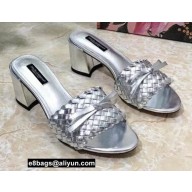 Dolce & Gabbana Heel 6.5cm Woven nappa leather Bow Mules Silver 2021