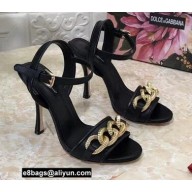 Dolce & Gabbana Heel 10.5cm Leather Chain Sandals Black 2021