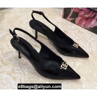 Dolce & Gabbana Heel 6.5cm Patent Leather Slingback Pumps Black with DG Pop Logo 2021