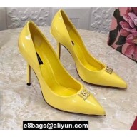 Dolce & Gabbana Heel 10.5cm Patent Leather Pumps Yellow with DG Pop Logo 2021