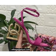 Dolce & Gabbana Heel 10.5cm Leather Sandals Fuchsia with DG Pop Heel 2021