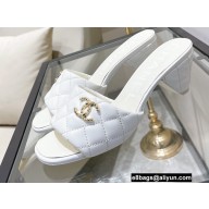 Chanel Quilting CC Logo Heel Mules White Spring 2022