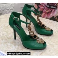 Dolce & Gabbana Heel 10.5cm Devotion Chain T-bar Pumps Green 2021