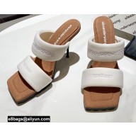 Alexander Wang Heel 10cm Satin Slide Sandals With Logo Embroidery White 2022