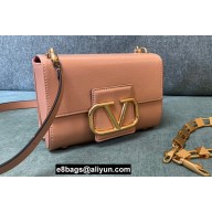 Valentino Stud Sign Grainy Calfskin Shoulder Bag Nude Pink 2022