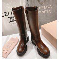 Miu Miu lining Fumé leather boots 5W971D Brown 1120-2024 