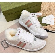 Gucci Women's Screener trainer sneakers with shearling 112002-2024 