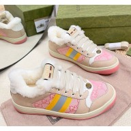 Gucci Women's Screener trainer sneakers with shearling 112003-2024 