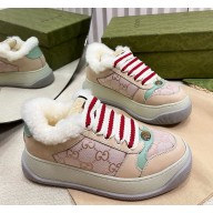 Gucci Women's Screener trainer sneakers with shearling 112004-2024 