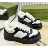 Gucci Women's Screener trainer sneakers with shearling 112007-2024 