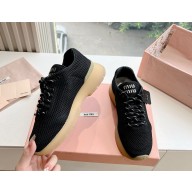 Miu Miu Fabric mesh black low top sneakers 1120-2024 
