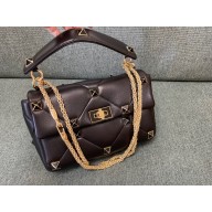 Valentino Large Roman Stud The Shoulder Bag With Chain And Enameled Studs Black 2022