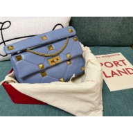 Valentino Large Roman Stud Nappa Chain Bag blue 2021