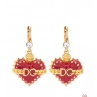 Dolce Gabbana Pendant Heart Earrings with Logo Red 2018