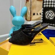 FENDI FIRST black suede leather high-heeled sandals