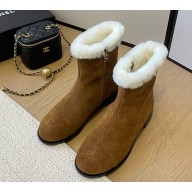 Chanel women's ankle boots in suede calfskin brown 1202-2024
