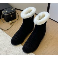 Chanel women's ankle boots in suede calfskin black 1202-2024