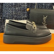 Louis Vuitton platform loafer for women black calf leather 2025