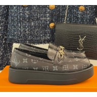 Louis Vuitton platform loafer for women black Monogram calf leather 2025