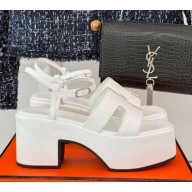 Hermes women's Jam 60 sandal in calfskin white  2024