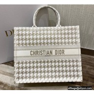 Dior Book Tote Bag in Gold-Tone Houndstooth Embroidery 2022