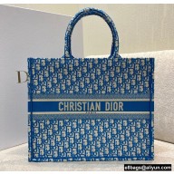 Dior Book Tote Bag in Cornflower Blue Oblique Embroidery 2022