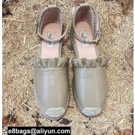 Valentino Studded Ruffled Leather Espadrilles Sandals Nude 2022