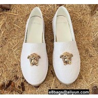 Versace La Medusa Espadrilles in Leather Embossed White 2022