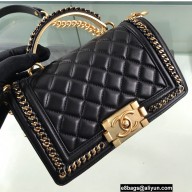 Chanel Chain Braided Top Handle Boy Flap Small Bag A67085 Black 2022