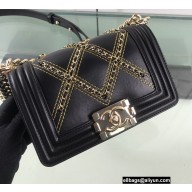 Chanel Quilted Chain Braided Boy Flap Small Bag A67085 Black 2022