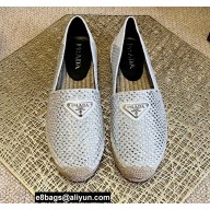 Prada Satin Espadrilles White with Crystals 2022