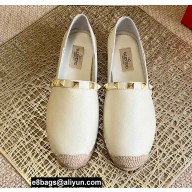 Valentino Grainy Calfskin Leather Rockstud Espadrilles White 2022