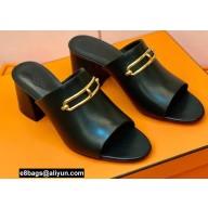 Hermes Roulis Buckle Camilla Mules Black