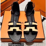 Hermes Moire Calfskin Santorini Sandals Handmade