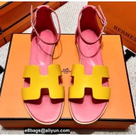 Hermes Swift Calfskin Santorini Sandals Handmade Yellow