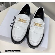 Celine Fringes Margaret Loafers With Triomphe Chain In Polished Bull White 2022