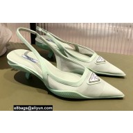 Prada Mesh fabric slingback pumps Green 2022
