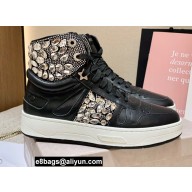 Jimmy Choo HAWAII HI TOP/F Trainers Sneakers Black with Crystal Embellishment 2022