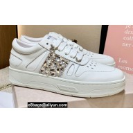 Jimmy Choo HAWAII LOW TOP/F Trainers Sneakers White with Crystal Embellishment 2022